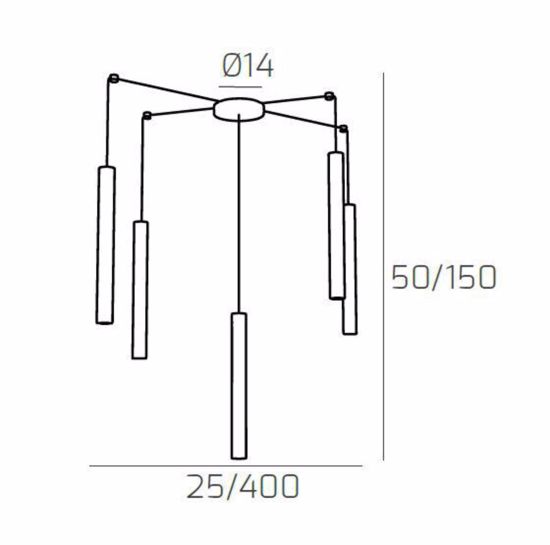 Top light round tube lampadario cilindri a sospensione nero