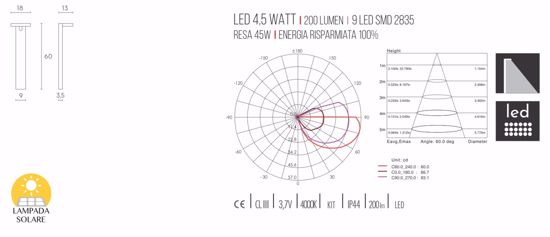 Lampione solare grigio da giardino led 4000k design moderno