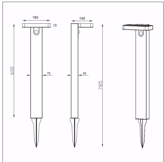 Lampione solare da giardinoled 4,5w 3000k antracite moderno