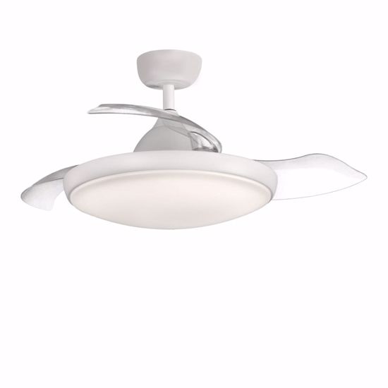 Ventilatore a lampadario bianco moderno pale motorizzate retrattili