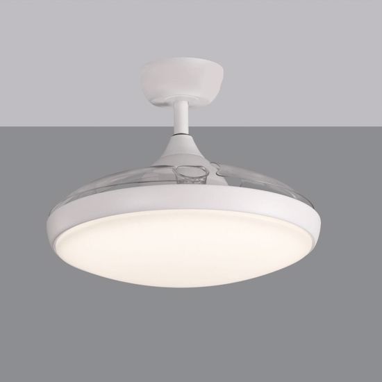 Ventilatore a lampadario bianco moderno pale motorizzate retrattili