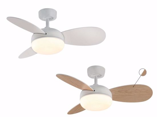 Ventilatore a pale bicolore reversibili con luce da soffitto moderno silenzioso