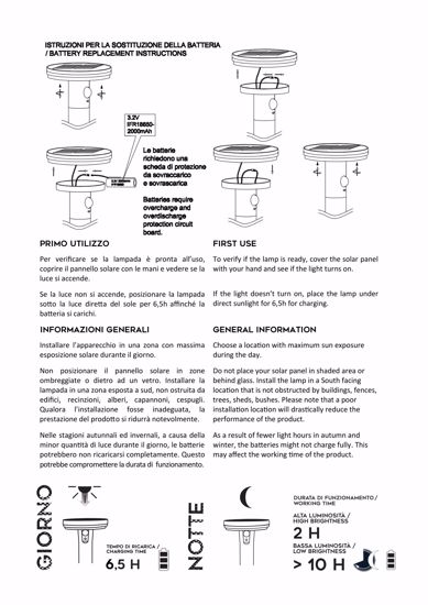 Lampione da giardino solare con picchetto led 3,3w 6000k ip44