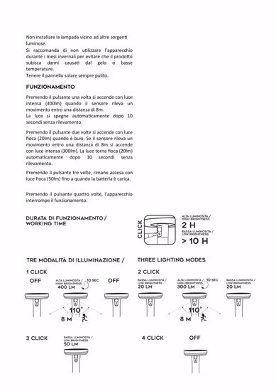 Lampione da giardino solare con picchetto led 3,3w 6000k ip44