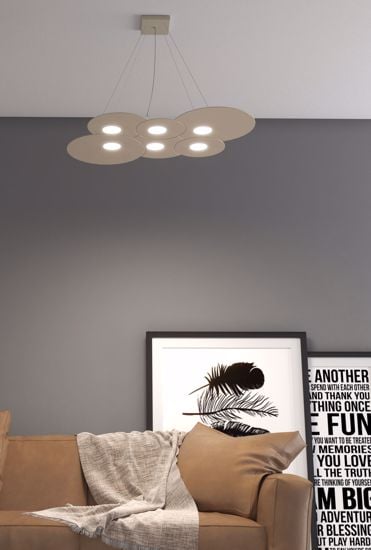Lampadario per soggiorno moderno toplight cloud sabbia 6 luci