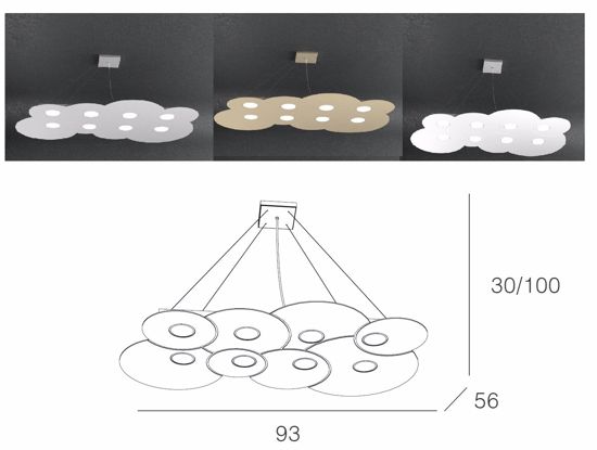 Lampadario moderno grigio toplight cloud per soggiorno