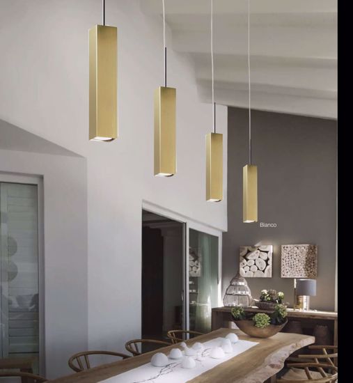 Sky sp1 lampada sospensione quadrata oro ottone ideal lux