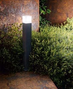 Lampione da giardino ip44 grigio antracite moderno quadrato