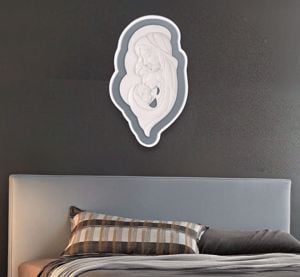 Quadro sacra famiglia capezzale moderno grigio per camera da letto