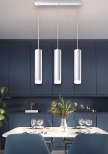 Lampadario per tavolo da cucina moderna 3 luci cilindri bianchi