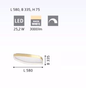 Plafoniera led 3000k   oro dimmerabile