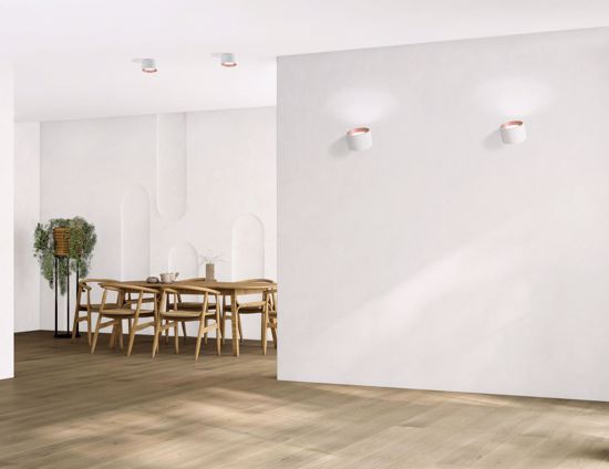 Plafoniera rotonda da soffitto gesso bianco interno rame sforzin nasso