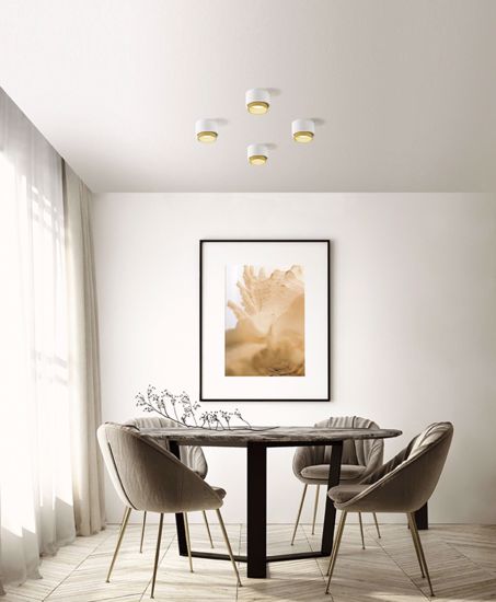 Lampada portafaretto da soffitto cilindro bianco oro sforzin syme