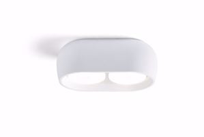 Plafoniera da soffitto ovale bianca moderna di gesso 2 luci luminosa