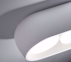 Plafoniera da soffitto ovale bianca moderna di gesso 2 luci luminosa