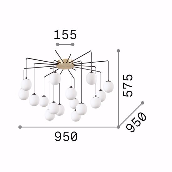 Lampadario rhapsody sp16 ideal lux oro nero per soggiorno moderno