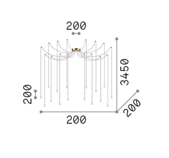 Lucciola ideal lux lampadario led a sospensione sp16 16w ottone