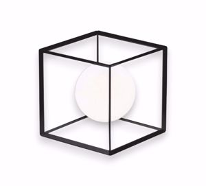 Cube perenz lampada da comodino metallo nero vetro bianco