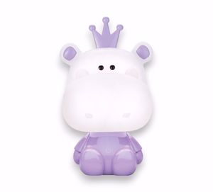 Lampada hippo porpora da comodino per cameretta bambina led 4000k dimmerabile