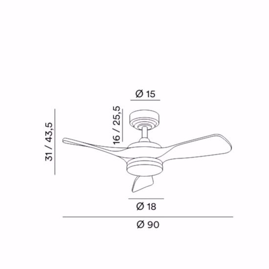 Ventilatore da soffitto nero e pale noce motore dc silenzioso con led dimmerabile