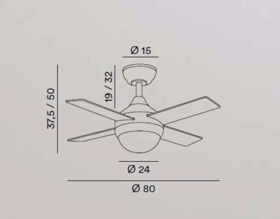 Ventilatore da soffitto 4 pale bianco per cucina con led e telcomando incluso