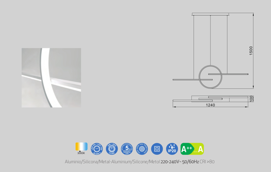 Lampadari a led girotondo per soggiorno moderno nero led 50w 3000k