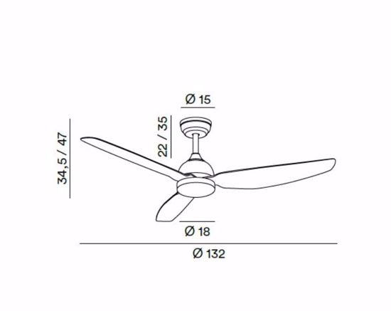 Grande ventilatore da soffitto nero noce scuro 3 pale motore dc silenzioso con luce led