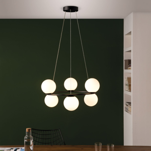 Lampadario led moderno per soggiorno 30w 3000k nero fp