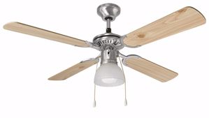 Ventilatore vintage da soffitto 4 pale legno con luce e27 perenz