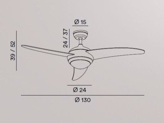 Ventilatore da soffitto per camera da letto 3 pale led dimmerabile 3 velocita