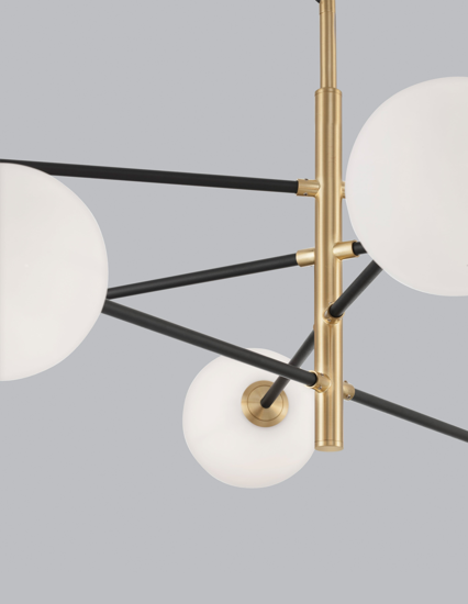 Lampadario moderno design oro nero sfere vetro per soggiorno