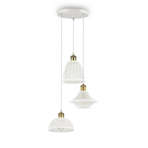 Lugano sp3 ideal lux lampadario rustico a sospensione di ceramica