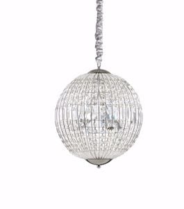 Luxor sp6 ideal lux lampadario classico per ingresso sfera cristalli