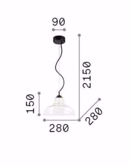 Ideal lux bistro sp1 plate lampadario cucina vetro grigio fumo cavo allungabile