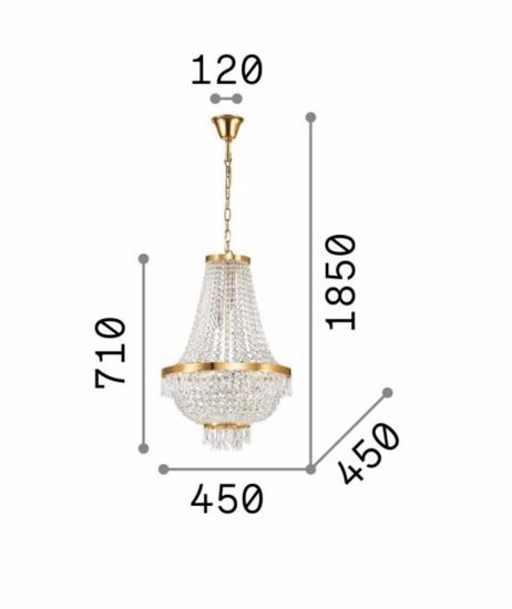 Caesar sp9 ideal lux lampadario classico cristalli pendenti a goccia metallo oro