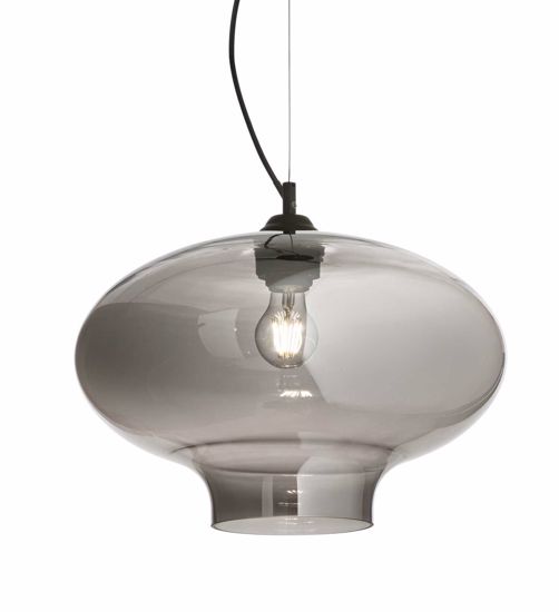 Bistro&apos; sp1 round ideal lux lampada vintage vetro grigio fumo