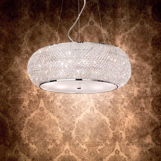 Pasha sp14 ideal lux lampadario classico cristalli cromo