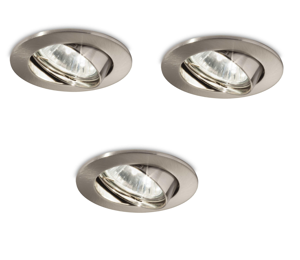 Bswing fi ideal lux  box 3 faretti da incasso per controsoffitto orientabile nickel tondo