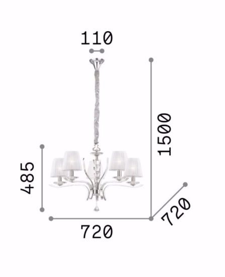 Pegaso sp5 ideal lux lapadario stanza da letto ottone 5 paralumi tessuto