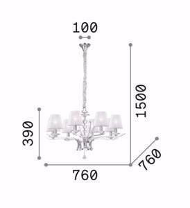 Ideal lux pegaso sp8 lampadario per camera da letto ottone paralumi tessuto