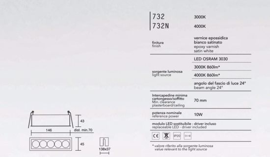 Cestello porta faretti led 10w 3000k cri90 da incasso isyluce exacta