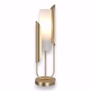 Lampada da tavolo design oro ottone vetro bianco per salone