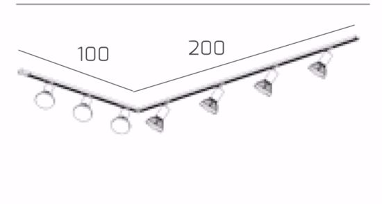 Sistema binario ad angolo nero oro monofase 300cm 7 faretti gu10 per soggiorno