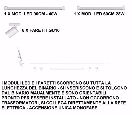 Sistema luci a binario angolo nero led 3000k 230v monofase con faretti