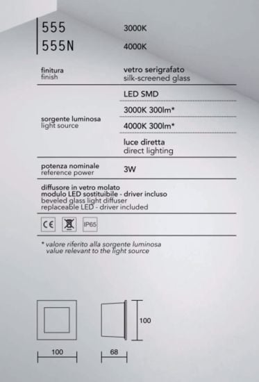 Segnapasso led 3w 4000k affralux isyluce vetronotte per interno esterno