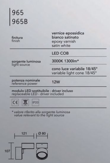 Applique led nero moderno ottica variabile orientabile 12w 3000k isyluce