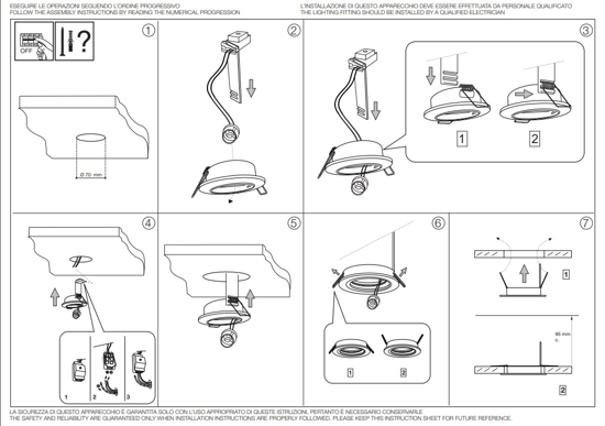 Box kit 3 swing fi ideal lux faretti rotondi da incasso su cartongesso orientabile bianco