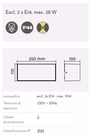 Applique per estero effetto legno rettangolare moderna