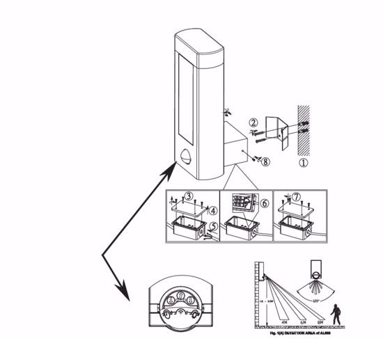 Applique per esterni con sensore di movimento  9w 3000k