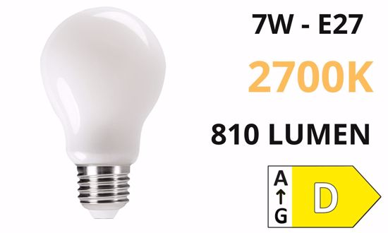 Lampadina led e27 7w 2700k goccia vetro milky 810 lumen